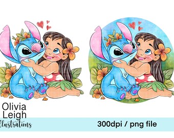 Cute Lilo And Stitch Clipart Sublimation PNG Files DIGITAL DOWNLOAD Printable