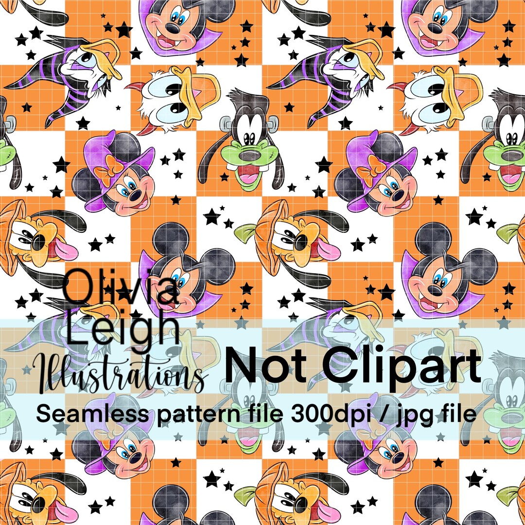 Halloween Mickey and Friends Seamless Repeat Pattern. Digital Paper ...