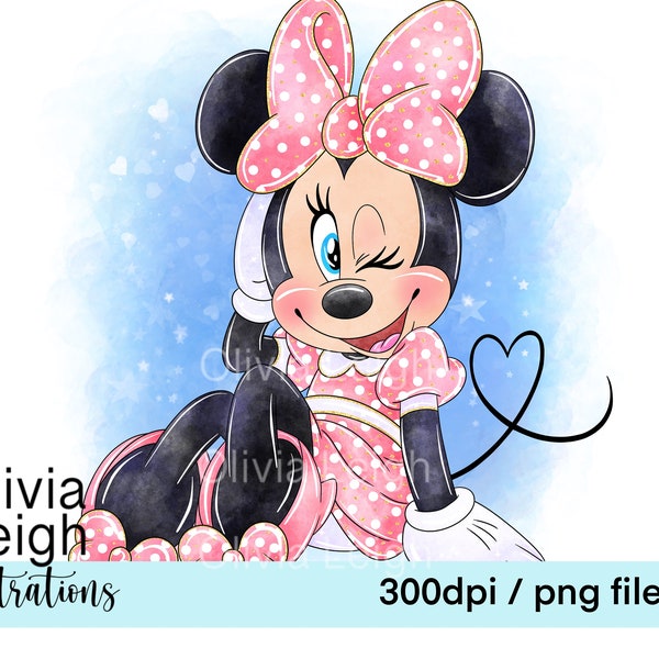 Minnie Mouse Cute Clipart PNG Files DIGITAL DOWNLOAD Children's Design Valentines Printable