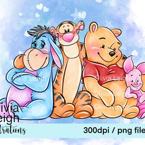Uroczy Kubuś Puchatek i przyjaciele Clipart PNG Pliki CYFROWE POBIERANIE Do druku
