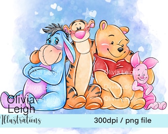 Cute Winnie The Pooh And Friends Clipart PNG Files DIGITAL DOWNLOAD Printable
