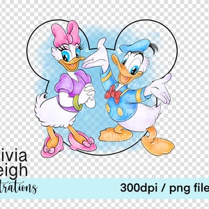 Donald and Daisy Duck Cute Clipart Sublimation PNG Files DIGITAL ...