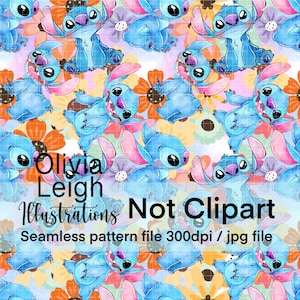 Modello senza cuciture carino di Lilo e Stitch. Carta digitale. DOWNLOAD DIGITALE Stampabile