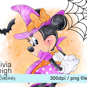 Minnie Mouse Halloween Calabaza Bruja Lindo Clipart PNG Archivos DESCARGA DIGITAL Imprimible