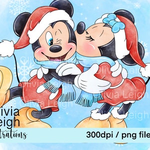 Mickey y Minnie Mouse Navidad Lindo Clipart PNG Archivos DESCARGA DIGITAL Imprimible 2