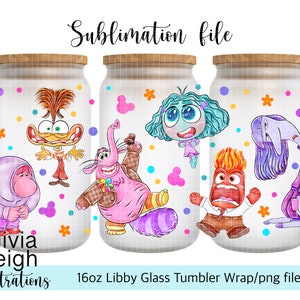 Emozioni carine, file PNG per sublimazione Inside Out DOWNLOAD DIGITALE Design per bicchiere da 16 once Uv-dtf stampabile
