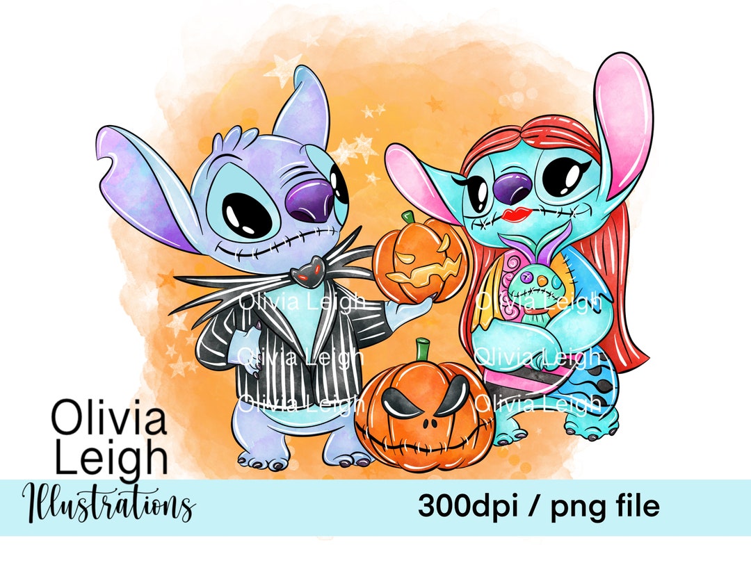 Cute Stitch and Angel Halloween Clipart Sublimation PNG Files DIGITAL
