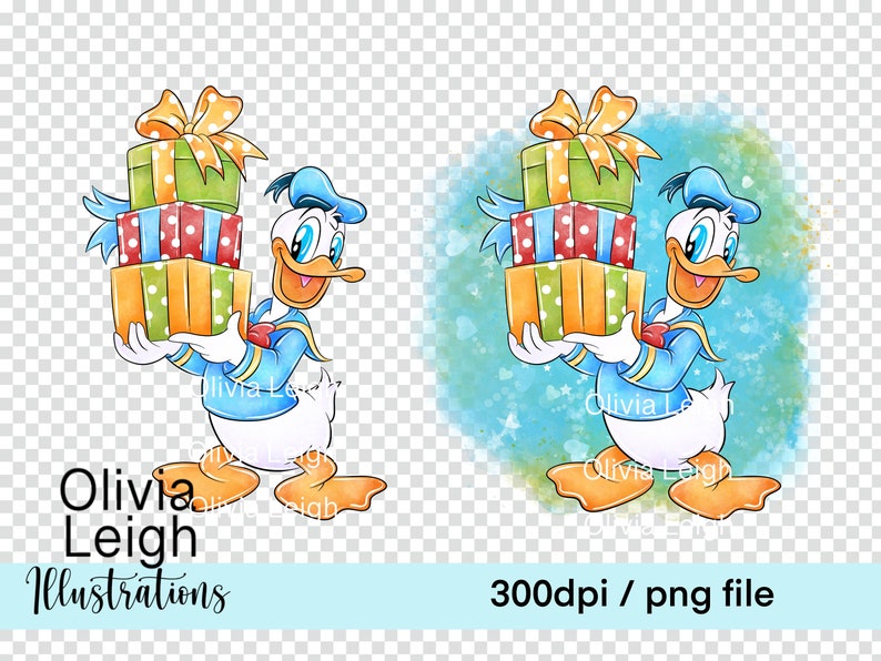 Cute Donald Duck Birthday Clipart Sublimation PNG Files DIGITAL ...