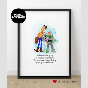 Disney Pixar Toy Story Friendship You&#39;ve got a Friend In Me Zitat Songtext Wand Kunst Druck DIGITAL DOWNLOAD Printable