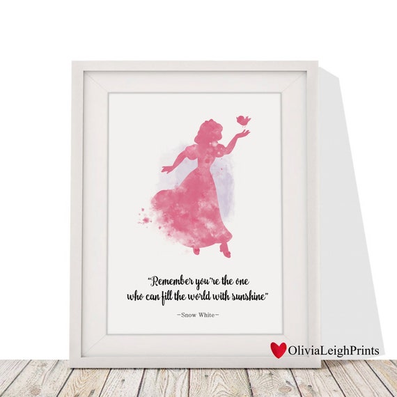 Princess Wall Art Gift Nursery ART PRINT Snow White Quote illustration Disney