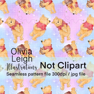 Winnie The Pooh Seamless Repeat Pattern. Digital Paper. DIGITAL DOWNLOAD Printable