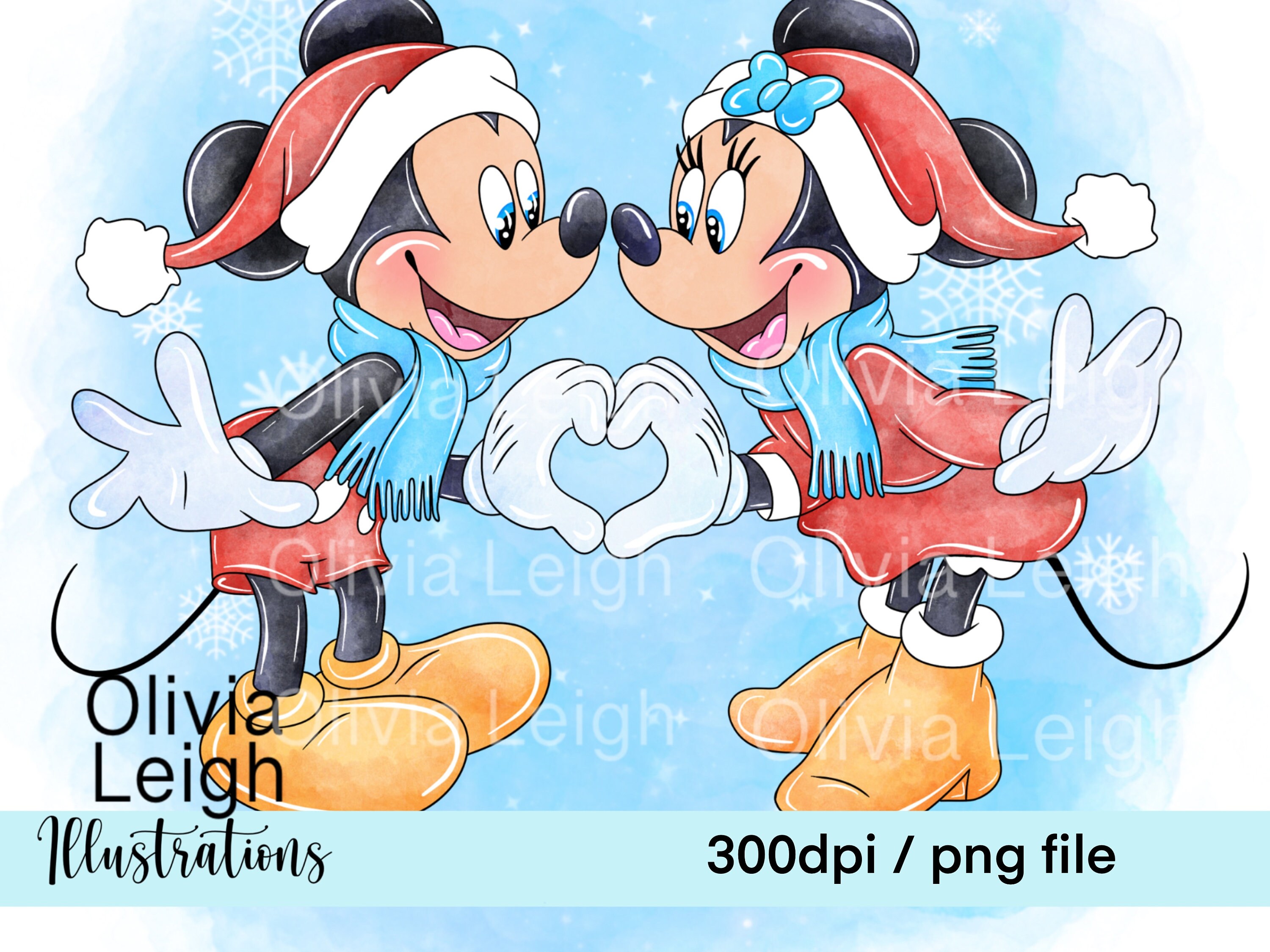 Set of Mickey and Minnie Mouse Christmas Cute Clipart PNG Etsy
