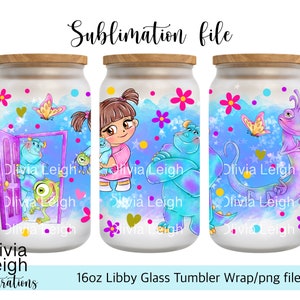 Niedliche Monster Sublimation Wrap PNG Datei DIGITAL DOWNLOAD 16oz Glas Tumbler Design Uv-dtf Printable