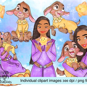 Prinzessin wünschen süße Clipart-Set PNG-Dateien DIGITAL DOWNLOAD