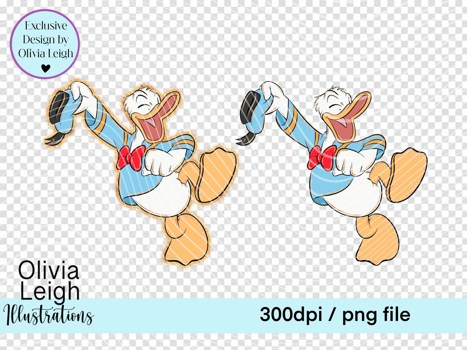 Donald Duck, Cute Glitter Clipart Sublimation Glitter PNG Files DIGITAL ...