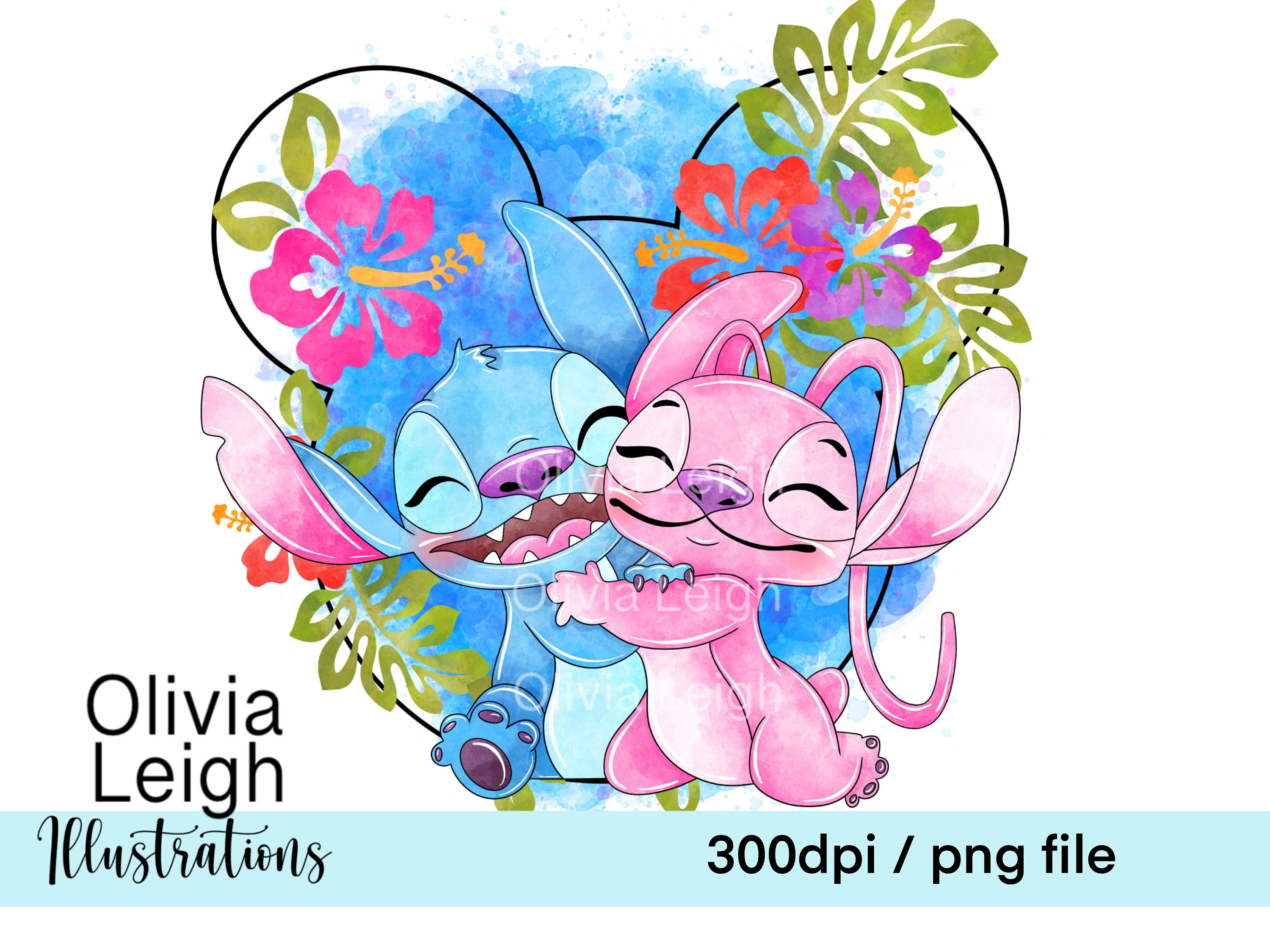 Stitch and Angel Clipart PNG Files DIGITAL DOWNLOAD Printable 