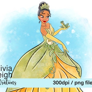 Prinzessin Tiana niedlichen Clipart PNG-Dateien DIGITAL DOWNLOAD Sublimation druckbare