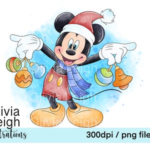 Archivos PNG de Mickey Mouse de Navidad lindos para descargar DIGITAL e imprimir