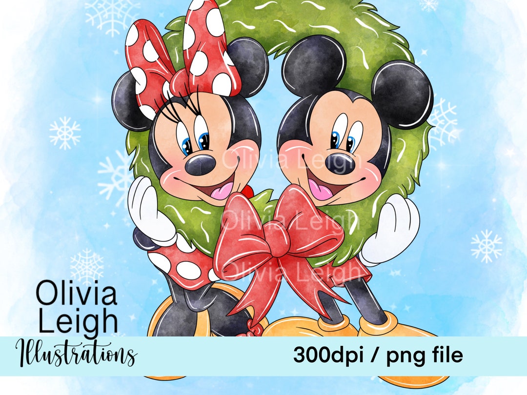 Mickey and Minnie Mouse Christmas Cute Clipart PNG Files Etsy
