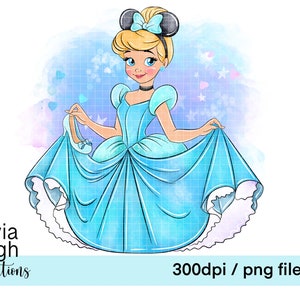 Cinderella Cute Hand Drawn Clipart PNG Files DIGITAL DOWNLOAD Printable ...