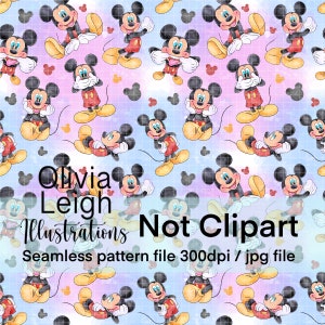 Lindo patrón sin costuras de Mickey Mouse. Papel digital. DESCARGA DIGITAL. Imprimible para niños.