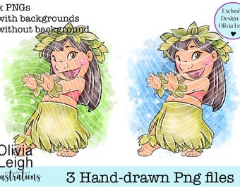 Lilo e Stitch Summer Hula Clipart carino PNG Files DOWNLOAD DIGITALE Stampabile