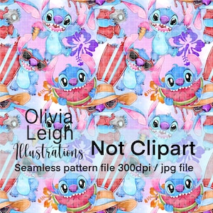 Cute Lilo And Stitch Seamless Pattern. Digital Paper. DIGITAL DOWNLOAD Printable