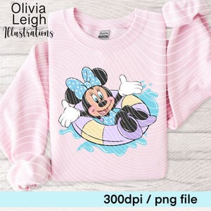Archivos PNG de Minnie Summertime Pool dibujados a mano DESCARGA DIGITAL Imprimible Uvdtf