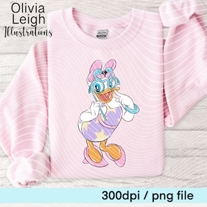 Archivos PNG de la piscina de verano de Daisy Duck dibujados a mano DESCARGA DIGITAL Imprimible Uvdtf