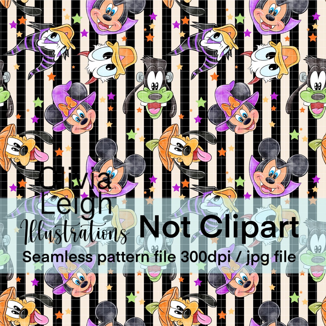 Halloween Mickey and Friends Seamless Repeat Pattern. Digital Paper ...