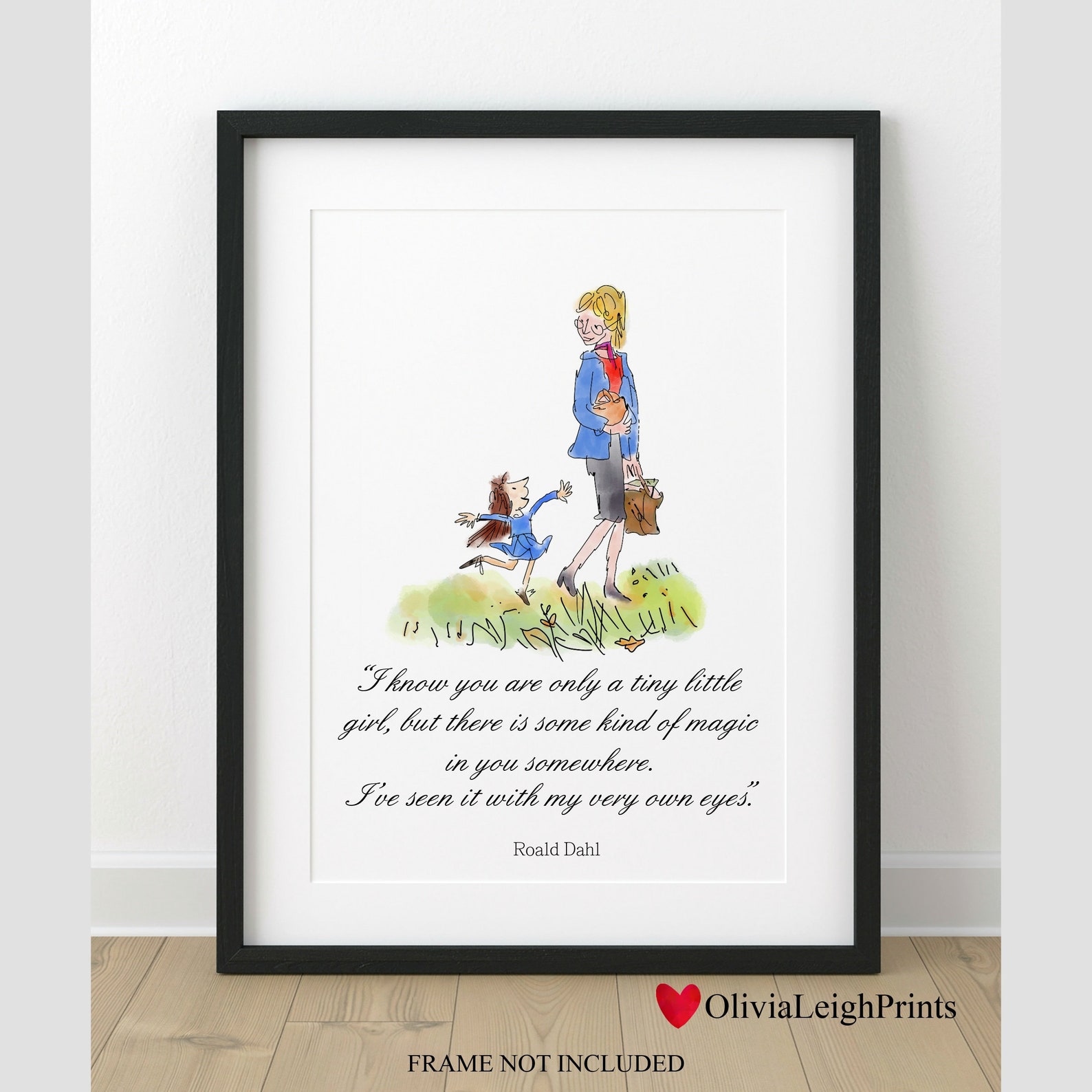 hand drawn roald dahl matilda miss honey quote wall art