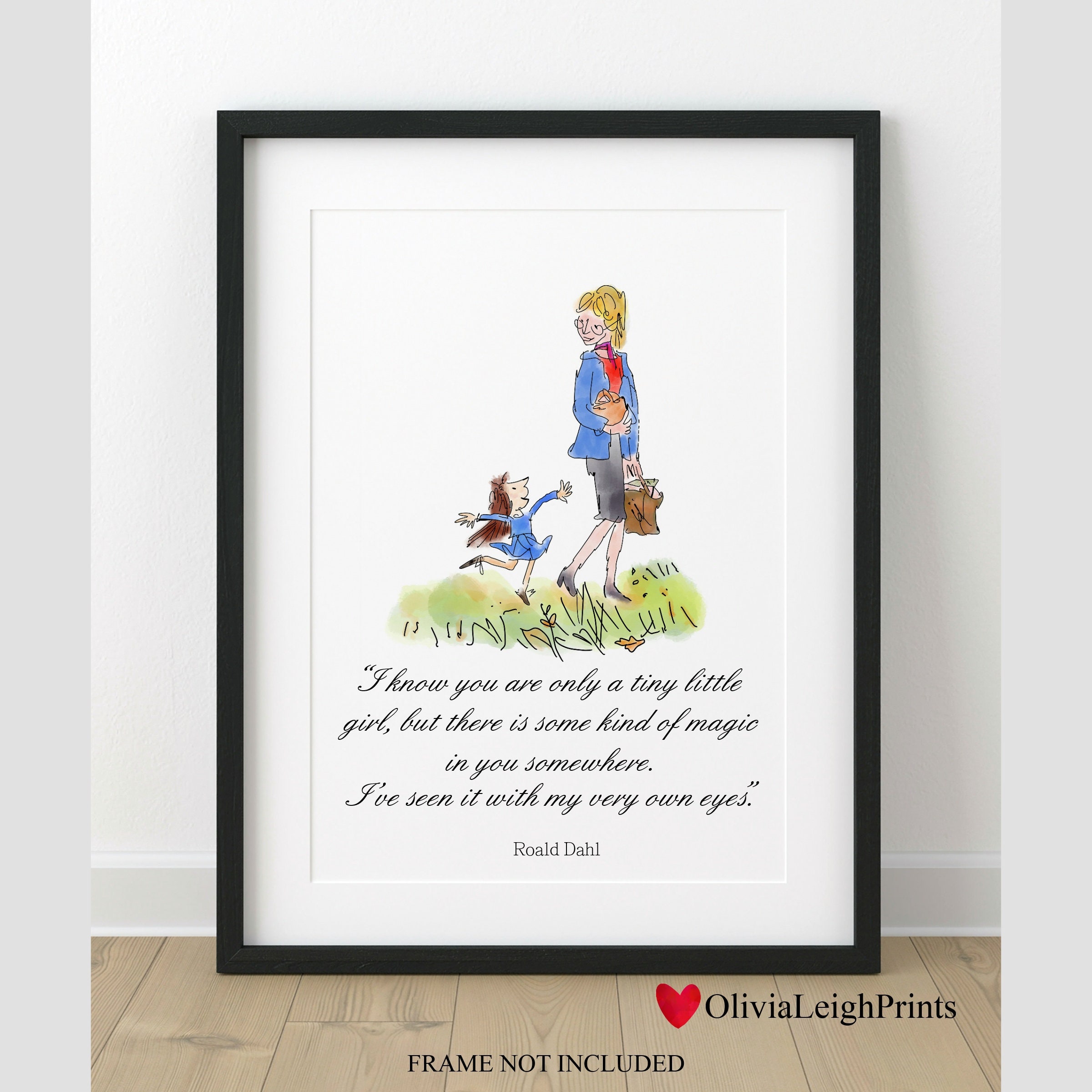 hand drawn roald dahl matilda miss honey quote wall art