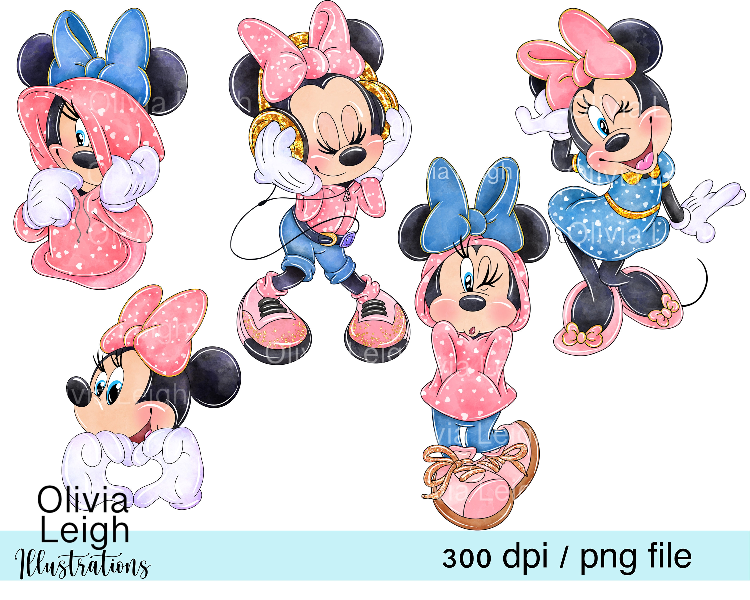 ミニーマウスのハートプリントのかわいいクリップアートPNGファイルの