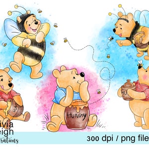 Winnie l'ourson abeille mignon Clipart PNG fichiers TÉLÉCHARGEMENT NUMÉRIQUE imprimable
