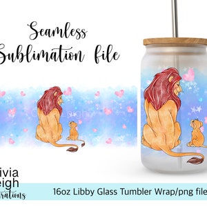 Lion King sublimatie wrap PNG-bestand DIGITALE DOWNLOAD 16oz glazen bekerontwerp