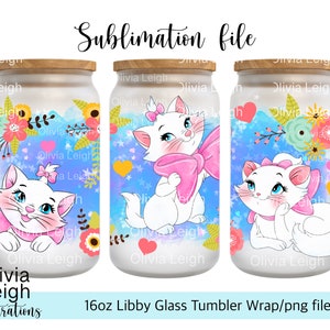 Aristocats カップ ラップ PNG ファイル デジタル ダウンロード 16 オンス ガラス タンブラー デザイン UVDTF 印刷用。