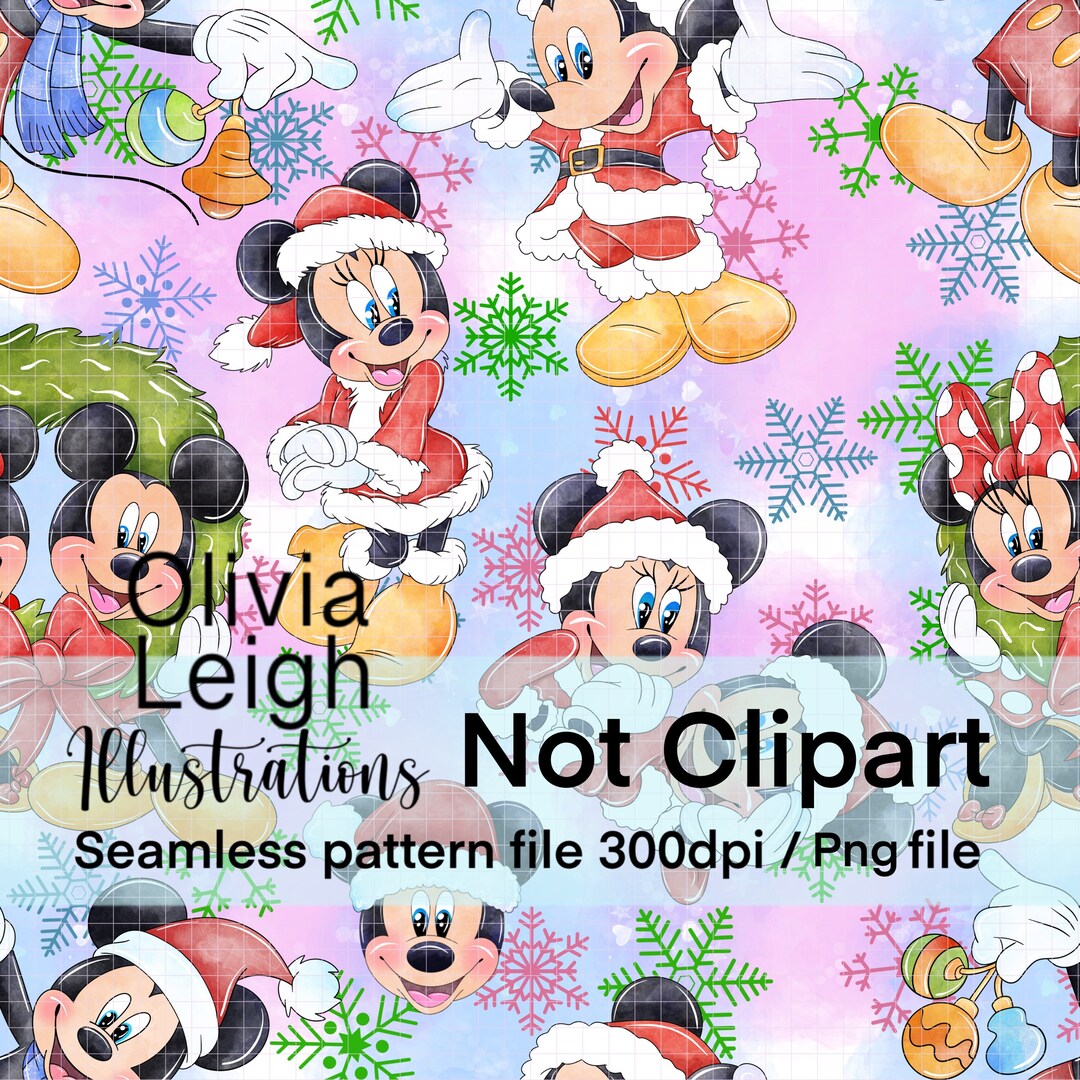 Cute Minnie Christmas Repeat Seamless Pattern. Digital Paper. DIGITAL DOWNLOAD Printable - Etsy