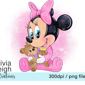 Joli bébé Minnie Mouse Clipart PNG fichiers TÉLÉCHARGEMENT NUMÉRIQUE Imprimable par sublimation