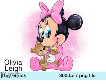 Cute Baby Minnie Mouse Clipart PNG Files DIGITAL DOWNLOAD Sublimation Printable