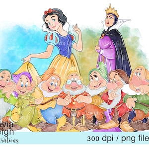 Set di Biancaneve e i sette nani Clipart carino PNG Files DOWNLOAD DIGITALE Stampabile