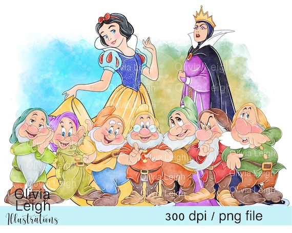 【 White and the Seven Dwarfs】イラスト Set of Snow White and the Seven Dwarfs Cute Clipart PNG