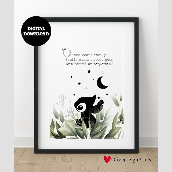 Lilo And Stitch Watercolour Word Art Quote Print-Wall Art-Gift-Nursery DIGITAL DOWNLOAD Printable