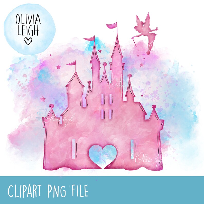 Pink Princess Castle Fairy Cute Clipart PNG Files DIGITAL DOWNLOAD ...