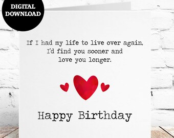 Partner, Husband, Girlfriend Birthday Card DIGITAL DOWNLOAD Printable