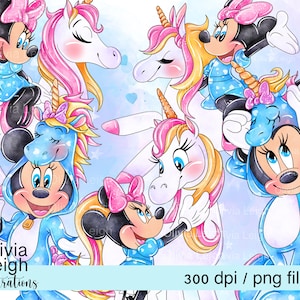 Conjunto de archivos PNG de Minnie Unicorn lindos clipart DESCARGA DIGITAL imprimible.