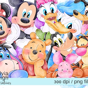 Mickey et ses amis ensemble de cliparts mignons fichiers PNG TÉLÉCHARGEMENT NUMÉRIQUE imprimable