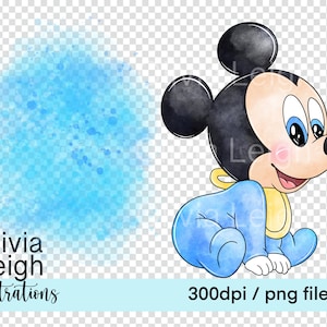 Cute Baby Mickey Mouse Clipart PNG Files DIGITAL DOWNLOAD Printable image 2