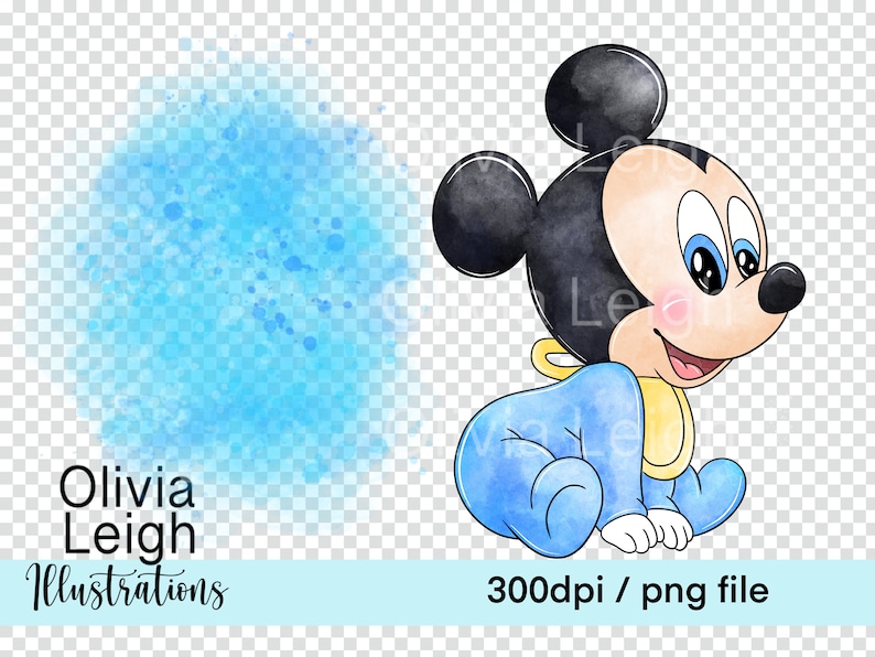 Cute Baby Mickey Mouse Clipart PNG Files DIGITAL DOWNLOAD Printable image 2