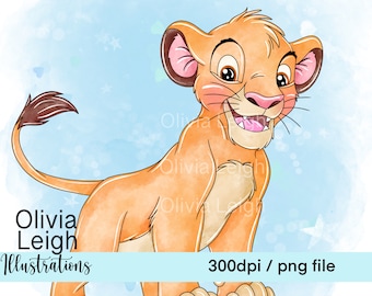 De Lion King Simba Cute Clipart PNG-bestanden DIGITALE DOWNLOAD Commercieel gebruik afdrukbaar