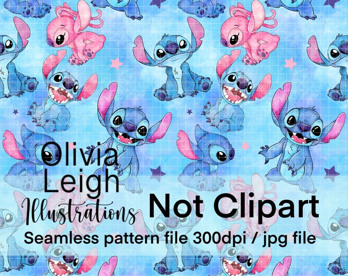 Cute Stitch And Angel Seamless Pattern Digital Paper DIGITAL DOWNLOAD cute-stitch-and-angel-seamless-pattern-digital-paper-digital-download